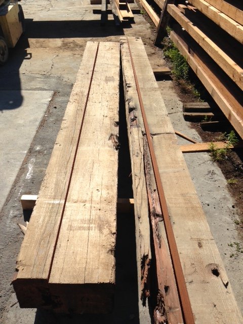 Reclaimed Redwood Bridge Timbers Sliced
