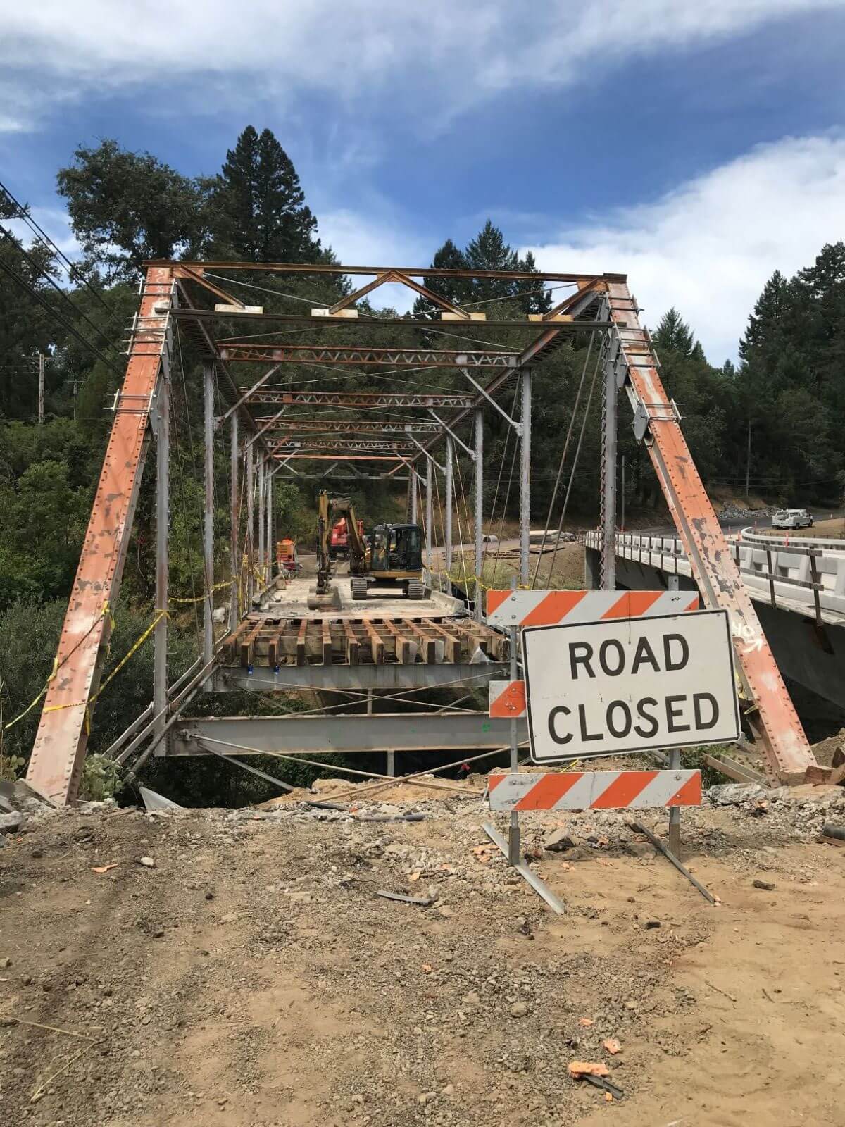 Reclaimed redwood bridge timbers